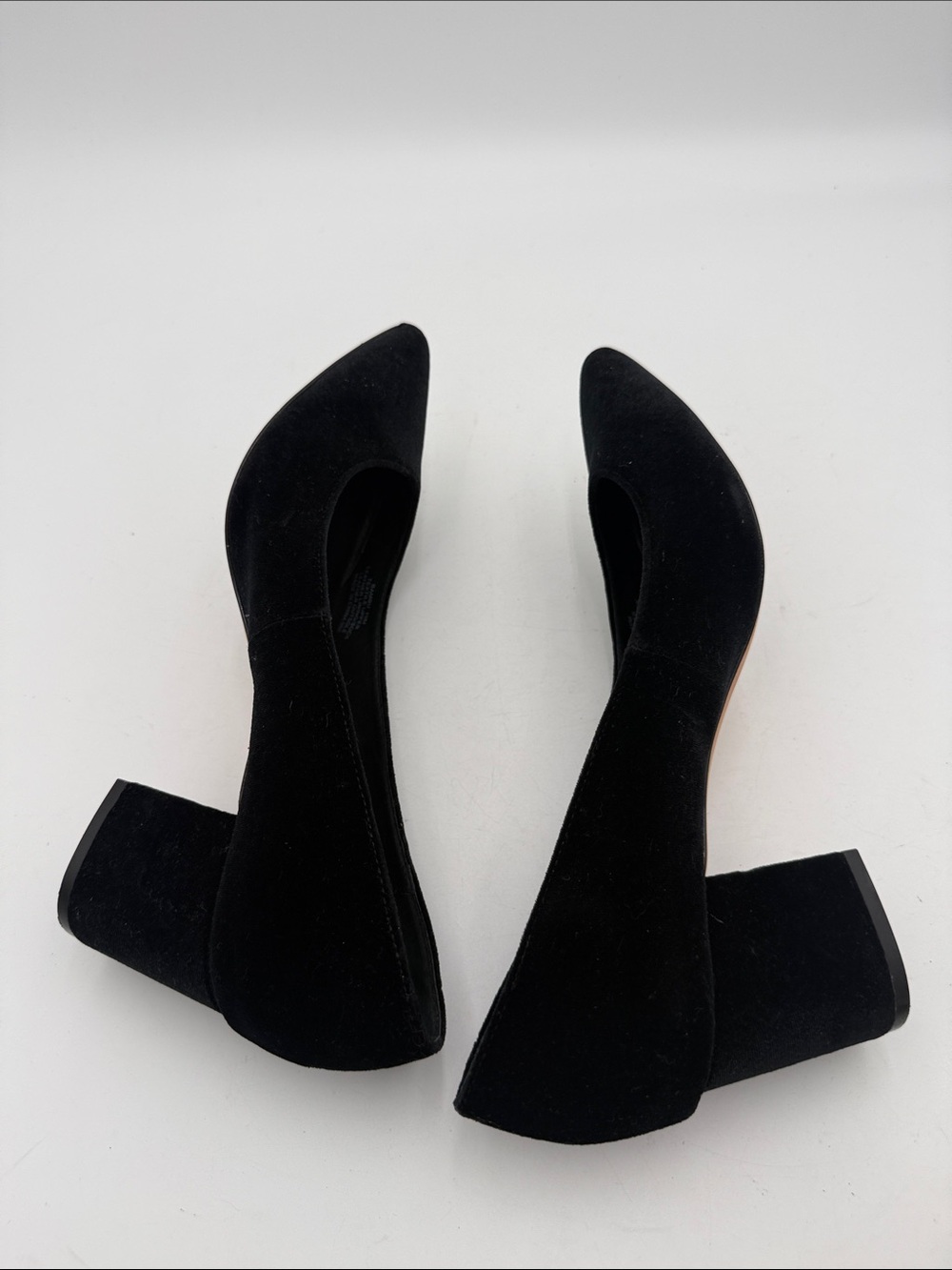 STEVEN by Steve Madden Black Suede Pointed Toe Block Heel Pumps women 10M office - Picture 11 of 12